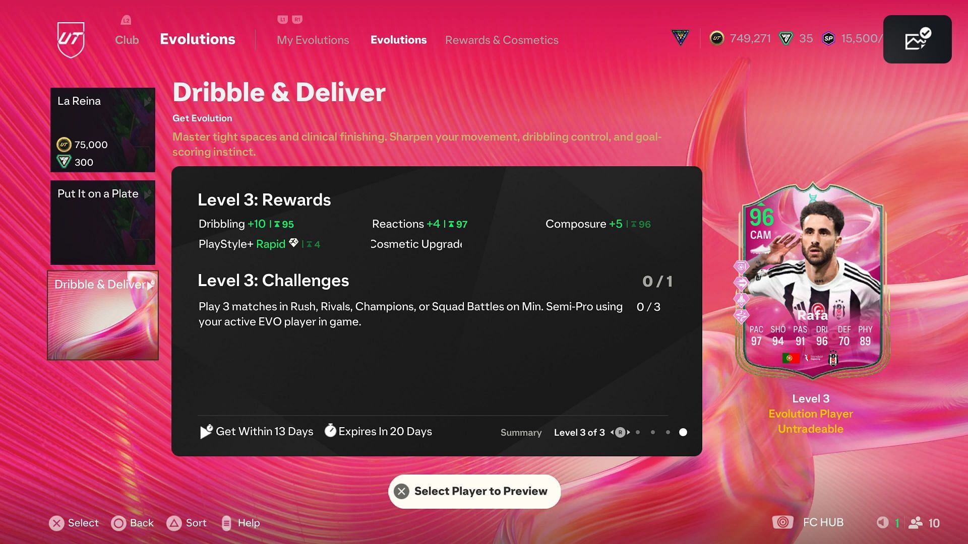 The EVO has three levels (Image via EA Sports)